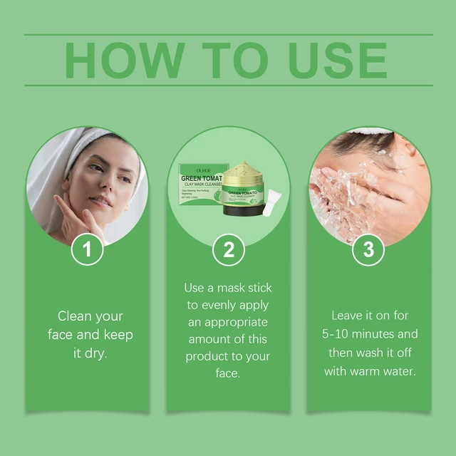 Alt view image 5 of 5 - Green Tomato Purifying Mud Mask Hydrating Firming Deep Cleansing Pore Facial Skin Care Patch