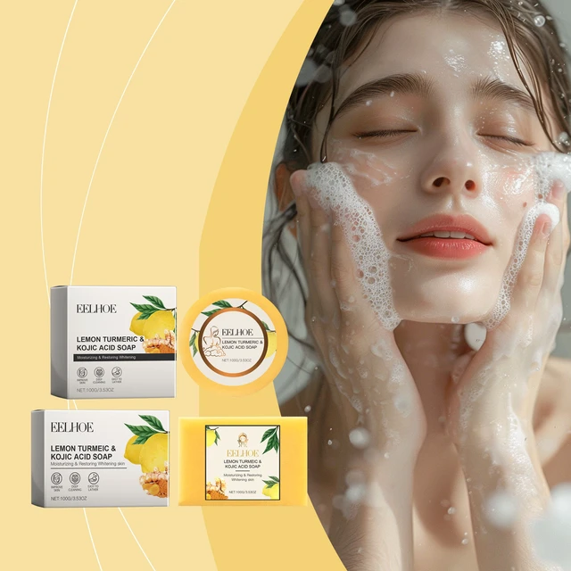Alt view image 3 of 7 - Lemon Turmeric Kojic Acid Bar Soap Gentle Hydrating Brightening Square Facial Cleanser