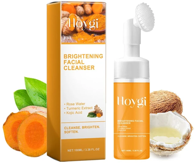 Main image of radiant look., and illuminates for a glowing, hydrates, reduces acne scars and dark spots, Turmeric Facial Wash Thoroughly purifies skin