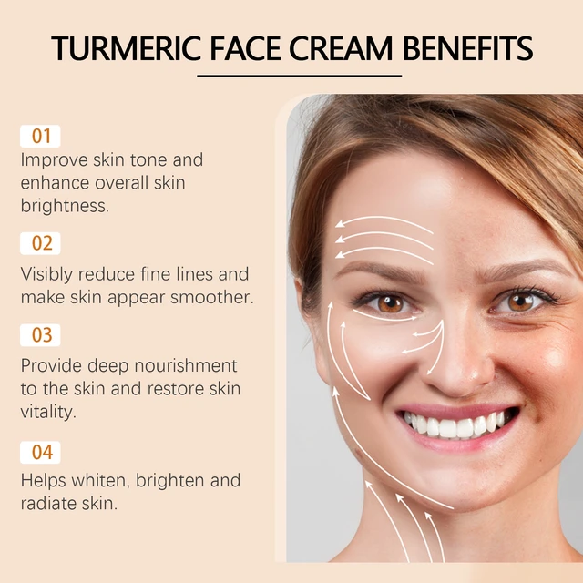 Alt view image 4 of 6 - Refreshing Whitening Effect, Brightening & Moisturizing Repair - Fades Fine Lines and Dark Spots, Turmeric Face Cream for Anti-Wrinkle