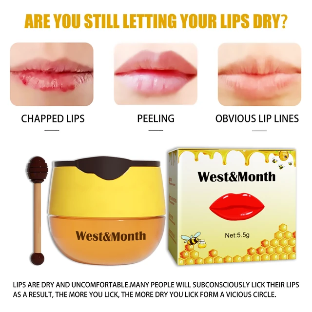 Alt view image 4 of 6 - West & Month Honey Lip Balm Hydrating and Moisturizing Desalinizing Lip Pattern Moisturizing and Easy to Absorb Lip Film