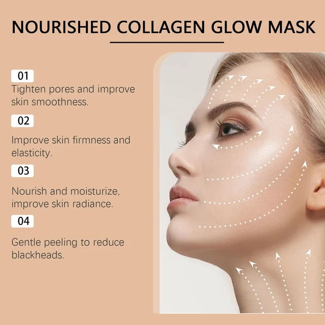 Alt view image 4 of 6 - Collagen Peeling Face Mask Hydrating Moisturizing Anti-Wrinkle Reduces Fine Lines Tear Off Mask