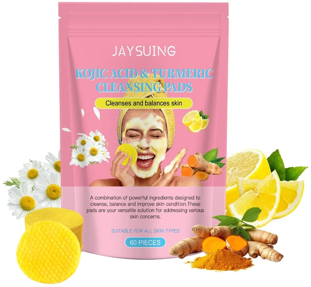 Main image of Oil-Water Balance & Soothing Care for Smooth Skin, Turmeric Kojic Acid Exfoliating Cotton Pads - Gentle Deep Cleansing