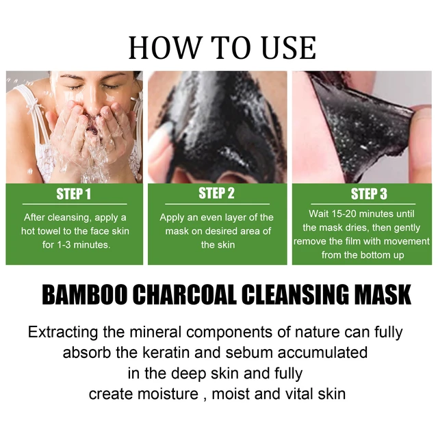 Alt view image 5 of 5 - Moisturizing Acne Care Mud Mask for Pore Shrinking & Oil Control, Bamboo Charcoal Peel-off Blackhead Mask