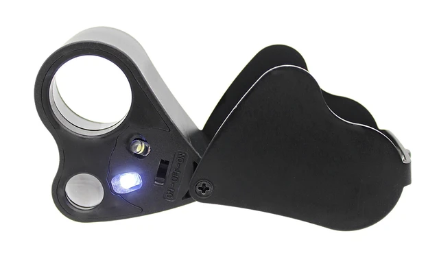 Alt view image 4 of 7 - 30X 60X Illuminated Jewelers Eye Loupe Foldable Magnifier Bright LED Light Gold