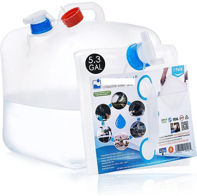 Main image of Foldable 5.3Gallon Water Jug Collapsible Camping Container with Spigot Leakproof