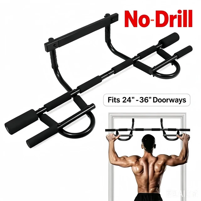 Alt view image 3 of 7 - Doorway Chin Up Bar Pull Up Bar Sit Up Mutil-Function Home Gym 440 lb Capacity