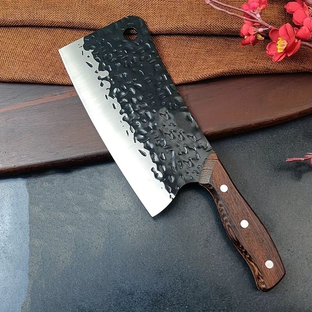 Alt view image 4 of 5 - Hand-Forged Bone-Cutting Cleaver Knife - Multipurpose Kitchen Butcher's Tool US