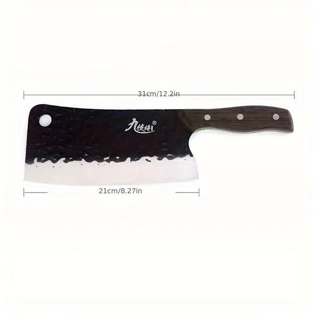 Alt view image 5 of 5 - Hand-Forged Bone-Cutting Cleaver Knife - Multipurpose Kitchen Butcher's Tool US