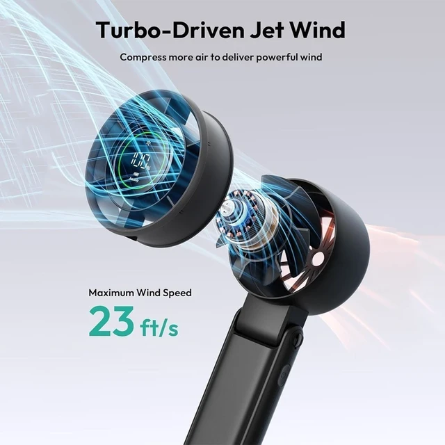 Alt view image 4 of 7 - Portable Handheld Turbo Fan with Ice Cooler Rechargeable Summer Outdoor Cooling