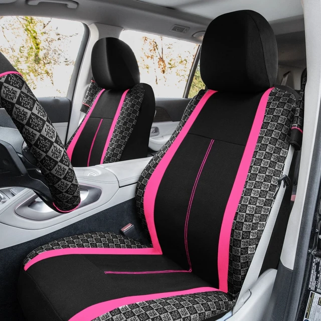 Alt view image 4 of 6 - 12Pcs Universal Car Seat Covers Full Set Front Rear Bench Steering Wheel Cover