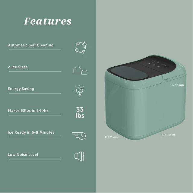 Alt view image 3 of 7 - Countertop Ice Maker Portable Self-Cleaning Bullet Ice Machine Compact 33Lbs/24H