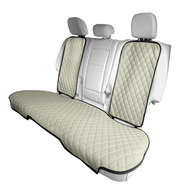 Alt view image 2 of 5 - Universal Bench Seat Cover Set Faux Leather Padded for Cars Trucks SUV Vans