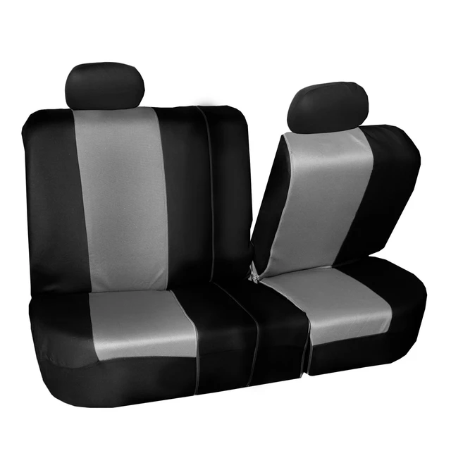 Alt view image 3 of 7 - Twill Fabric Rear Bench Car Seat Cover Split 40/60 50/50 Protector w/ Headrests