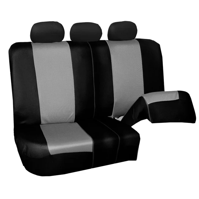 Alt view image 2 of 7 - Twill Fabric Rear Bench Car Seat Cover Split 40/60 50/50 Protector w/ Headrests