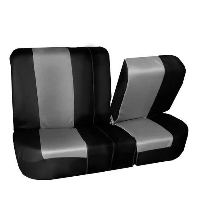Alt view image 5 of 7 - Twill Fabric Rear Bench Car Seat Cover Split 40/60 50/50 Protector w/ Headrests