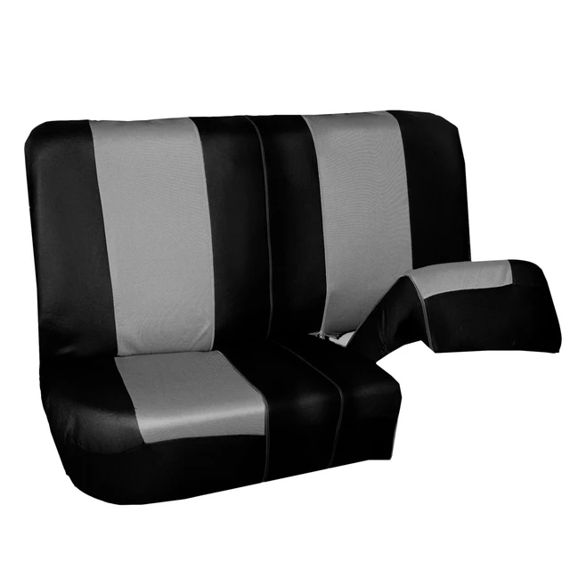 Alt view image 6 of 7 - Twill Fabric Rear Bench Car Seat Cover Split 40/60 50/50 Protector w/ Headrests
