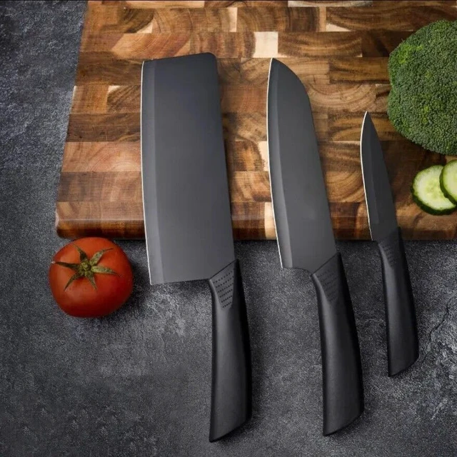 Alt view image 3 of 7 - Chef's 3-Piece Stainless Steel Knife Set Ultra Sharp Blades, Comfort Grip US