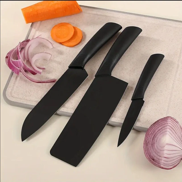 Alt view image 4 of 7 - Chef's 3-Piece Stainless Steel Knife Set Ultra Sharp Blades, Comfort Grip US