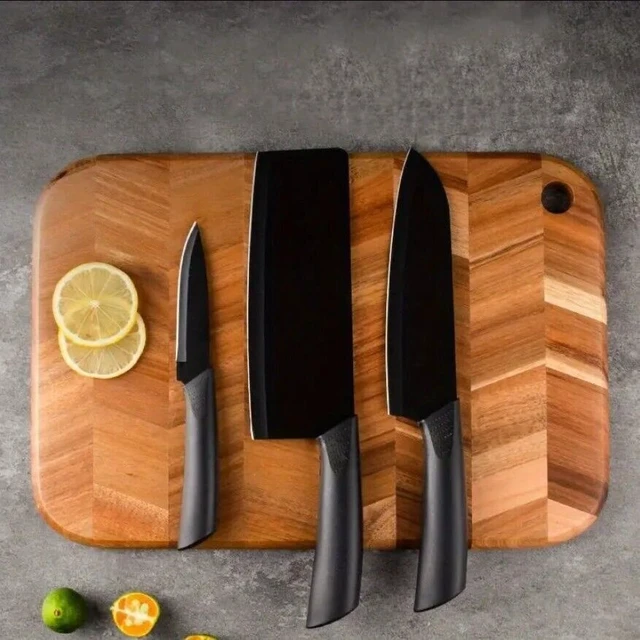 Alt view image 5 of 7 - Chef's 3-Piece Stainless Steel Knife Set Ultra Sharp Blades, Comfort Grip US