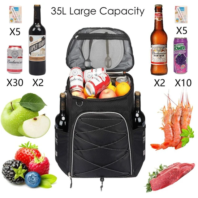 Alt view image 2 of 7 - 35L Insulated Cooler Backpack Leakproof Soft Cooler Bag for Lunch Picnic Fishing