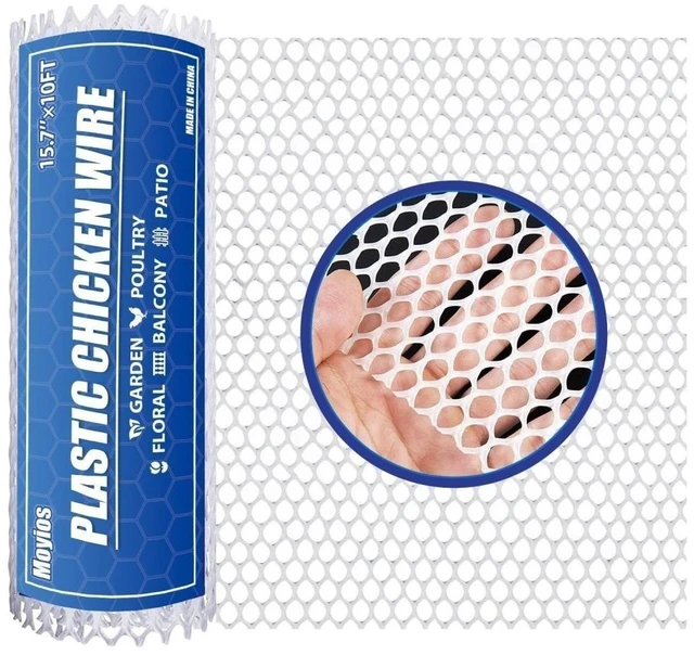 Main image of 15.7" x 10FT Plastic 500GSM Chicken Wire Mesh Fencing for Yard Garden Poultry