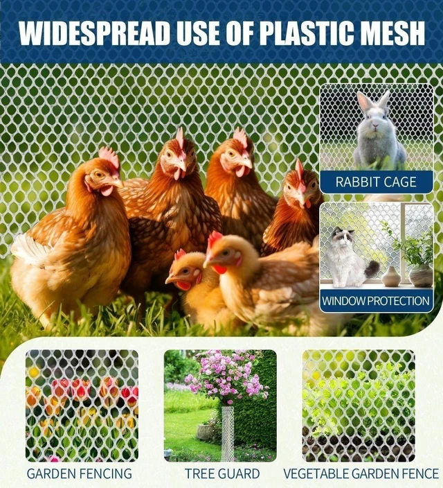 Alt view image 6 of 7 - 15.7" x 10FT Plastic 500GSM Chicken Wire Mesh Fencing for Yard Garden Poultry