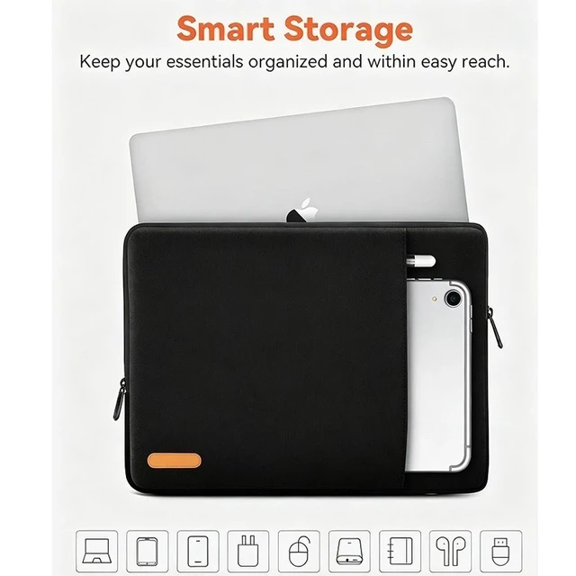 Alt view image 4 of 7 - 13.3" Laptop Sleeve Case Bag Shockproof Cover Pouch for MacBook Air Pro Dell HP Gray