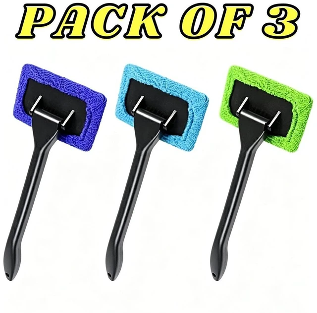 Main image of 3 Pack Windshield Cleaner Tool Car Inside 180° Rotating Head Microfiber Wiper
