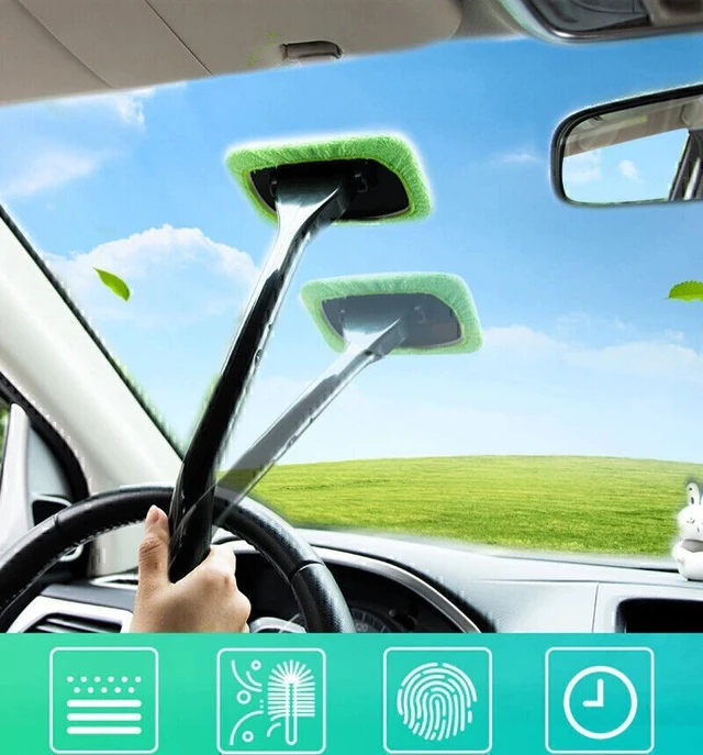 Alt view image 2 of 7 - 3 Pack Windshield Cleaner Tool Car Inside 180° Rotating Head Microfiber Wiper