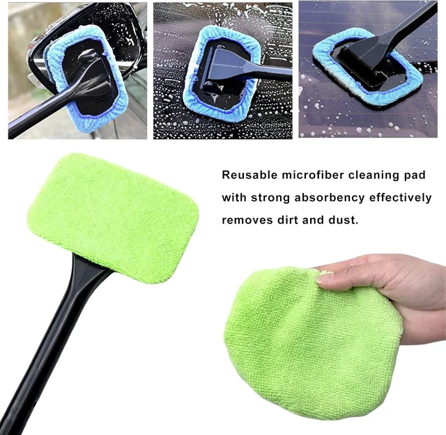 Alt view image 6 of 7 - 3 Pack Windshield Cleaner Tool Car Inside 180° Rotating Head Microfiber Wiper