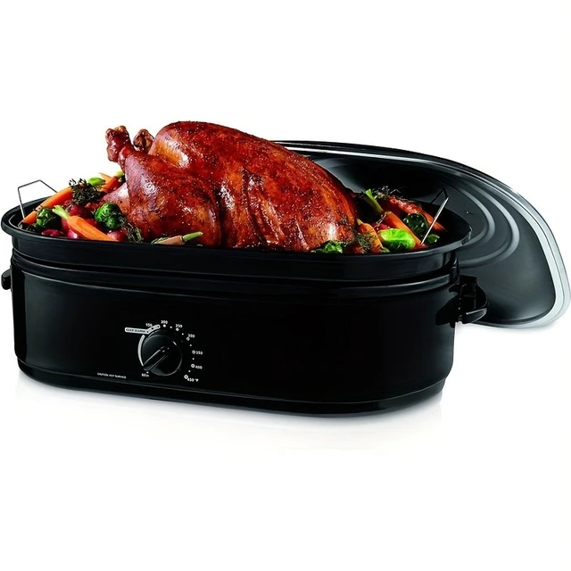Alt view image 5 of 7 - 16QT Electric Roaster Oven w/ Lid Slow-cooked Turkey Roaster with Defrost/ Warm