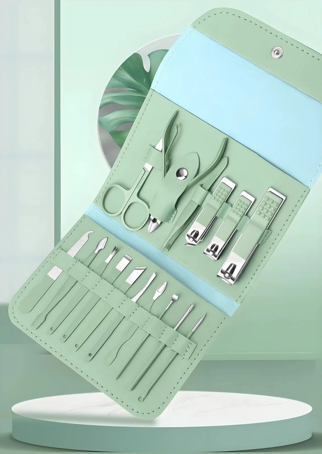 Alt view image 2 of 7 - 16PCS Stainless Steel Nail Clipper Grooming Kit Pedicure Kit Manicure Set