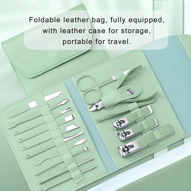 Alt view image 4 of 7 - 16PCS Stainless Steel Nail Clipper Grooming Kit Pedicure Kit Manicure Set