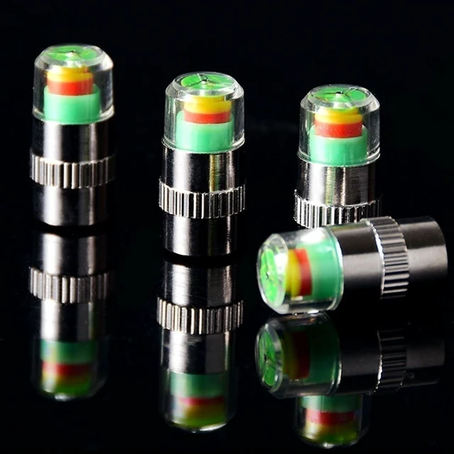 Alt view image 3 of 7 - 4 X Car Tyre Valve Stem Cap With Pressure Indicator Monitor Sensor 32-to-35 PSI