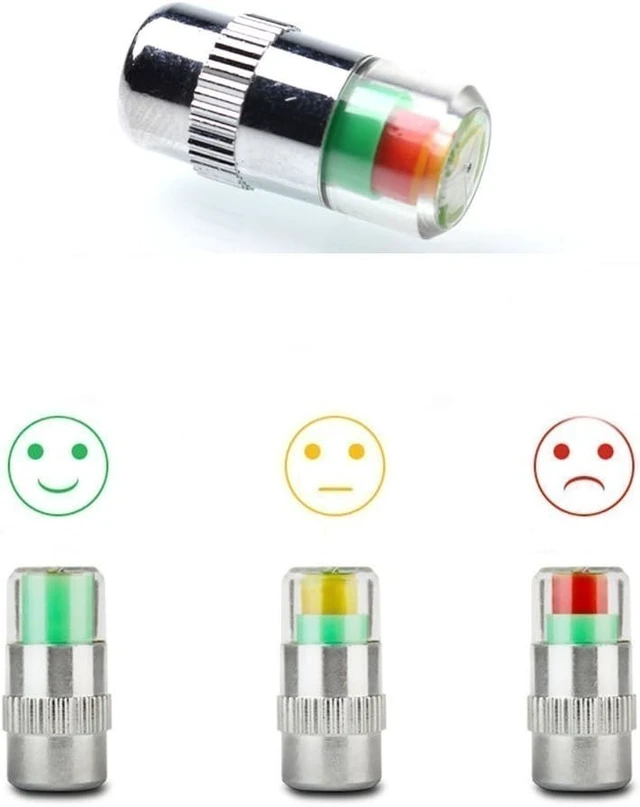 Alt view image 7 of 7 - 4 X Car Tyre Valve Stem Cap With Pressure Indicator Monitor Sensor 32-to-35 PSI