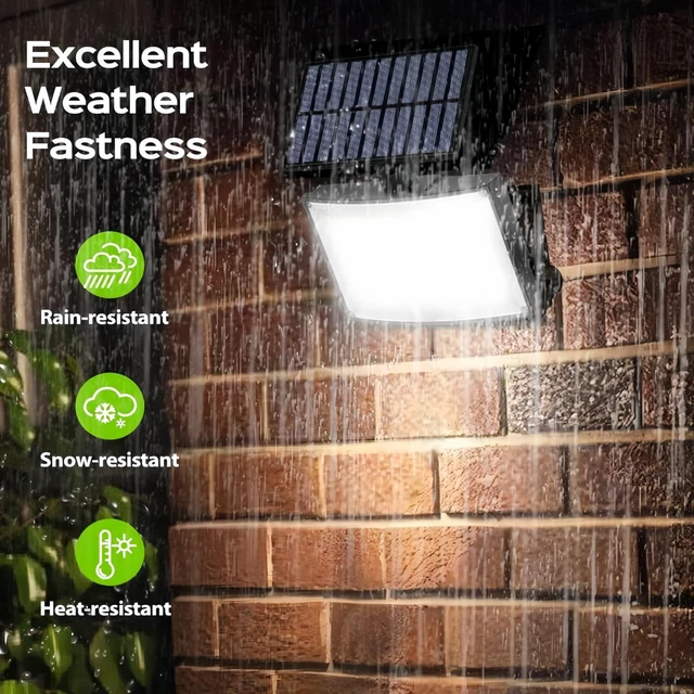 Alt view image 2 of 6 - 202 LED Solar Outdoor Flood Lights, 2800LM 6500K Motion Sensor Security Light with Remote Control, 3 Modes, Waterproof Wall Light with 16.4ft Cable for Garage Garden