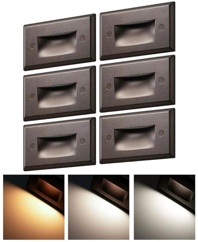 Main image of 6-pack waterproof step light oil-rubber bronze Led Stair Lights, 3000k -5000K