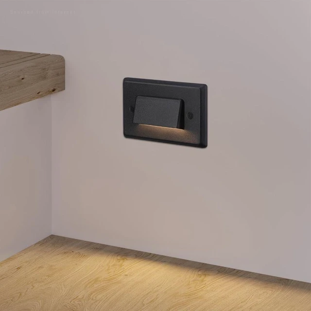 Alt view image 7 of 7 - 6 Pack Dimmable 3CCT LED Step Lights Black, 100-277V IP65 Anti-Glare Deck Stair Light