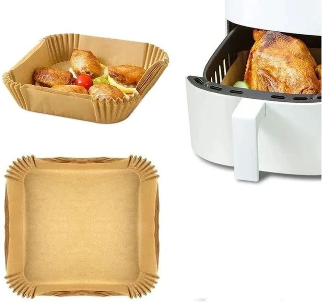 Alt view image 3 of 7 - Premium Air Fryer Liners (100 Pack) - Non-Stick, Heat Resistant for Hassle-Free Cooking, Disposable Paper Liners for Air Fryer, Disposable Air Fryer Liners