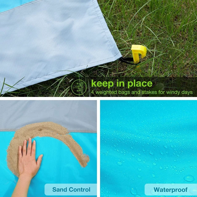 Alt view image 2 of 7 - Rirool Beach Blanket, Sandproof Beach Mat Large 4-7 Persons, Waterproof Picnic Storage Bag (83"x78")
