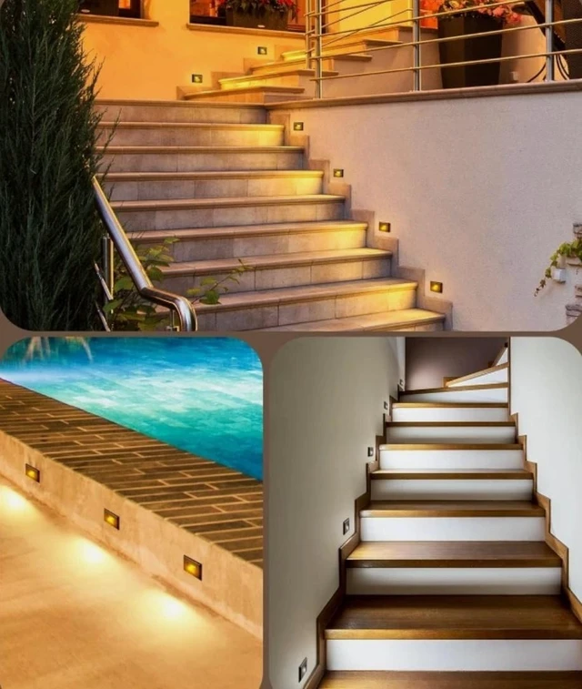 Alt view image 2 of 7 - 6-Pack LED Step Lights Indoor Outdoor, 120V Dimmable Stair Lights, 3 Color Selectable (2700K/3500K/5000K), 2.5W IP65 Waterproof Deck Pathway Lighting, Oil-Rubbed Bronze