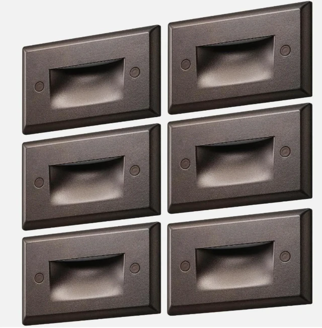 Alt view image 3 of 7 - 6-Pack LED Step Lights Indoor Outdoor, 120V Dimmable Stair Lights, 3 Color Selectable (2700K/3500K/5000K), 2.5W IP65 Waterproof Deck Pathway Lighting, Oil-Rubbed Bronze