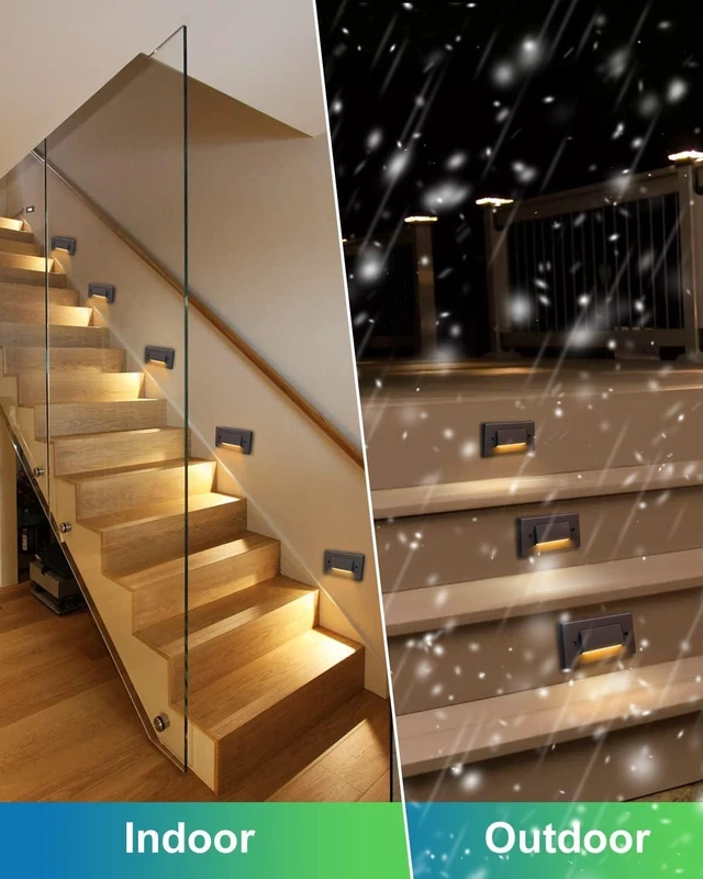 Alt view image 6 of 7 - Lightnum 3-Pack Dimmable LED Step Lights, 3CCT (3000K/4000K/5000K), 120V 2.5W 150lm, IP65 Waterproof Indoor/Outdoor Stairway Landscape Lighting, Oil Rubbed Bronze, UL Listed