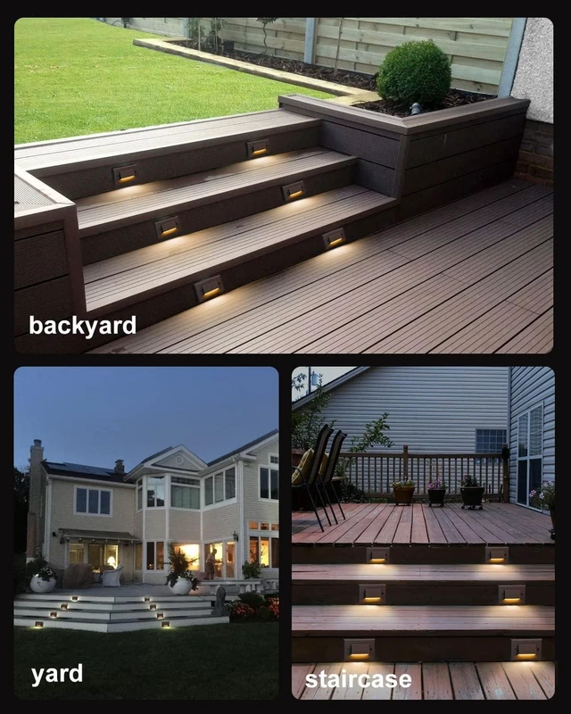 Alt view image 5 of 7 - Lightnum 3-Pack Dimmable LED Step Lights, 3CCT (3000K/4000K/5000K), 120V 2.5W 150lm, IP65 Waterproof Indoor/Outdoor Stairway Landscape Lighting, Oil Rubbed Bronze, UL Listed