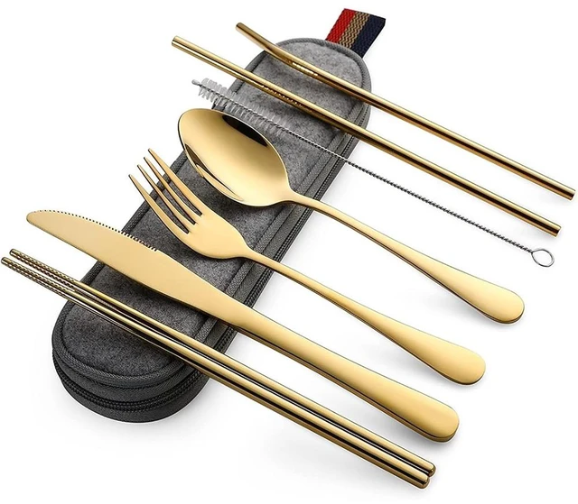 Main image of Portable Utensils Travel Camping Cutlery Set 8 PCS Knife Fork Spoon with Case