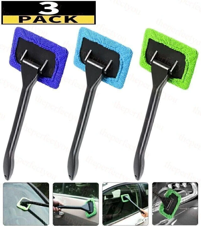 Main image of 3 Pack Window Windshield Cleaning Tool Microfiber Car Wiper Cleaner Glass Brush