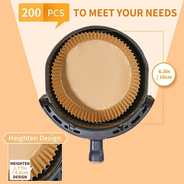 Alt view image 2 of 6 - 100Pcs Air Fryer Paper Liners PREMIUM QUALITY Non-stick Disposable for All Air Fryers