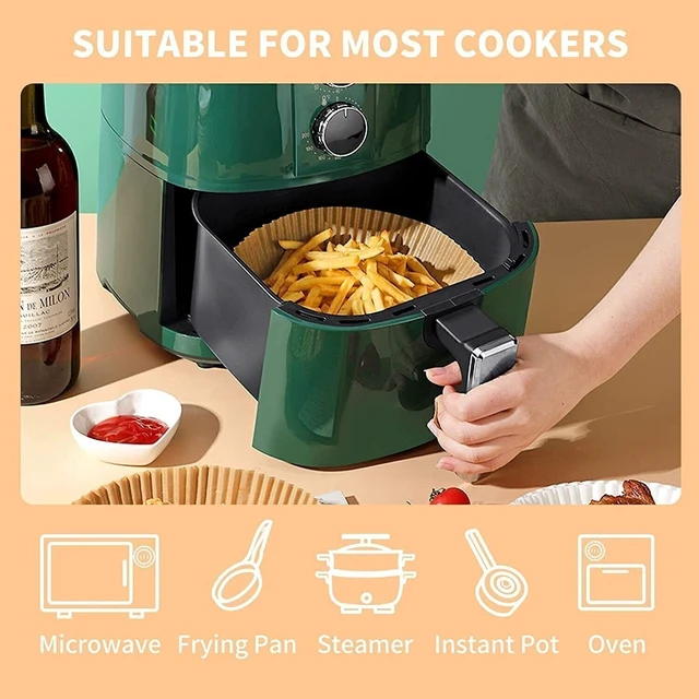 Alt view image 3 of 6 - 100Pcs Air Fryer Paper Liners PREMIUM QUALITY Non-stick Disposable for All Air Fryers
