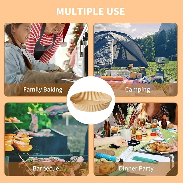 Alt view image 5 of 6 - 100Pcs Air Fryer Paper Liners PREMIUM QUALITY Non-stick Disposable for All Air Fryers
